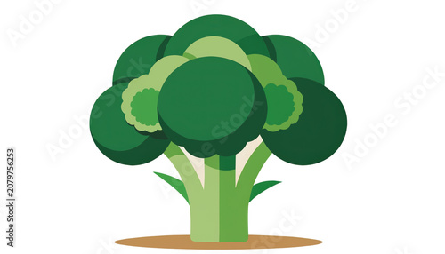 Vibrant Cartoon Tree Illustration with Lush Green Leaves and Trunk