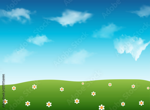 Ilustration of a view of a green field.