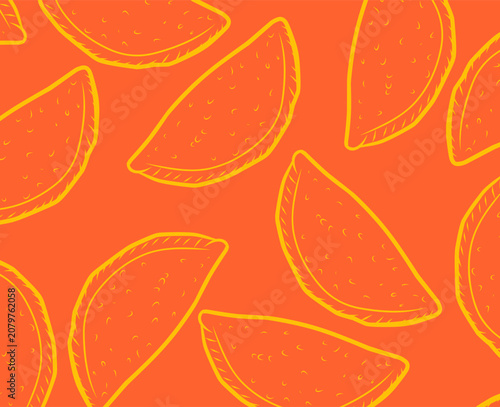 Doodle Jamaican Patty Pattern. Patty Jamaica with Hand Drawn Savory Pastry Doodle Vector Style