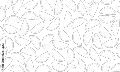 Doodle Jamaican Patty Pattern. Patty Jamaica with Hand Drawn Savory Pastry Doodle Vector Style