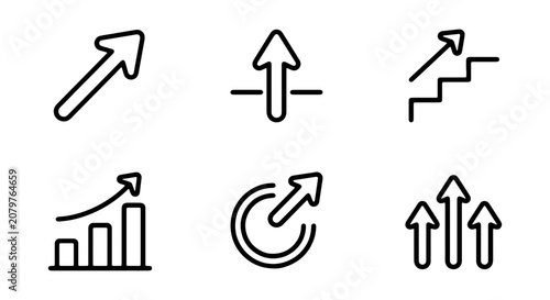 Photos Growth Arrows Set, Business Progress Icons, Upward Trend Vector Graphics