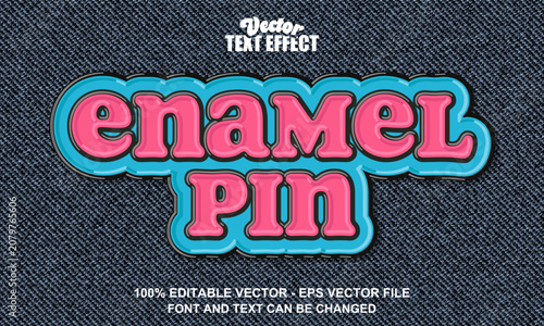 Photos Bold Outlined Enamel Pin Text Effect - 100% Editable Vector