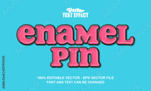 Foto Simple Enamel Pin Text Effect - 100% Editable Vector