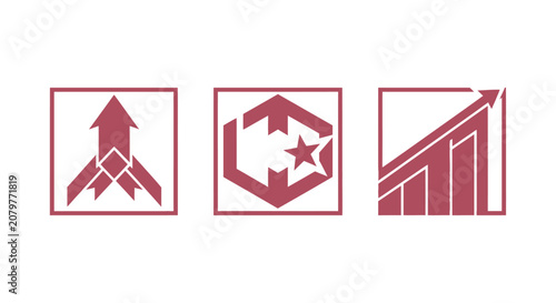 Three distinct upward arrow icons in red color.