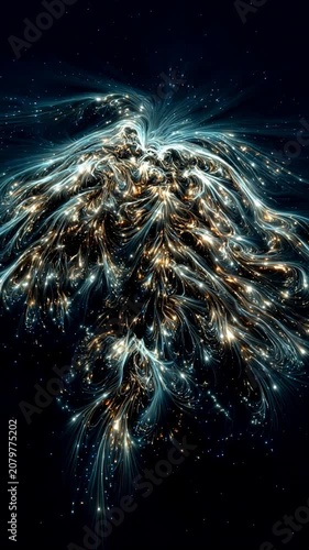 Abstract glowing energy explosion in deep space with stars