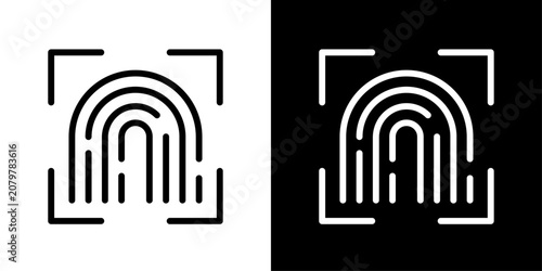 AI fingerprint icon featuring biometric authentication for secure identity verification, access control, digital security, and AI.