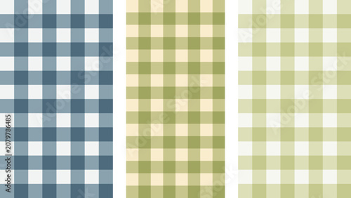 Tableau sur toile Set of Seamless Checkered Patterns in Soft Colors
