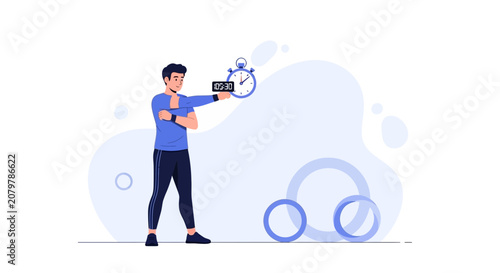 Man Exercising with Stopwatch - Fitness, Health, and Time Management Concept