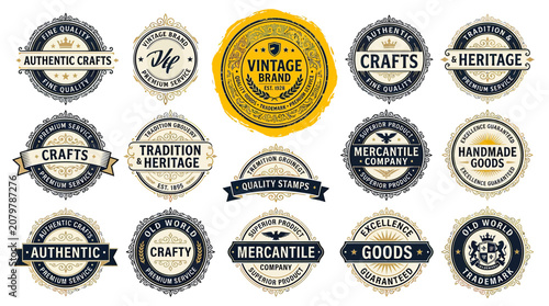 Cuadro en lienzo Vintage Craftsmanship Badges and Emblems Collection