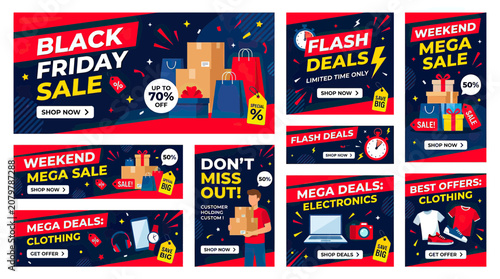 Fotografía Black Friday Sale Banners - Shopping, Discounts, Mega Deals & Offers