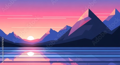 Majestic mountain peak at sunrise silhouette.