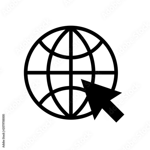Go to the Website Icon with Mouse Click Cursor, Web Navigation Button, Open Website Symbol, Internet Link Access, Digital Interface UI, Modern Flat Vector Icon Isolated on Transparent Background