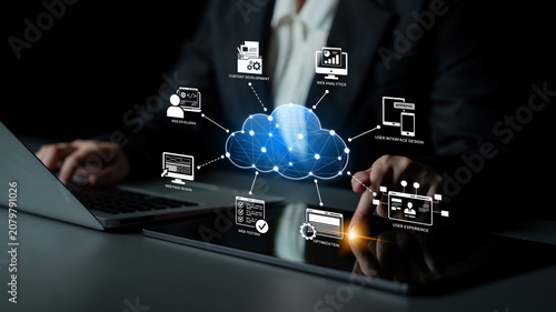 Photos Cloud computing, cloud strategy, and cloud technology transforming digital infrastructure with scalable services, secure data storage, and cloud-based digital business solutions