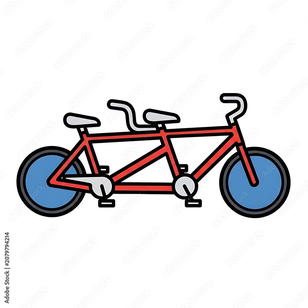 Fototapeta premium Red and blue bicycle with basket on front.