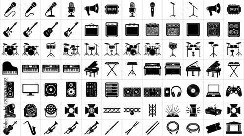 Music Instruments Icons and Symbols.