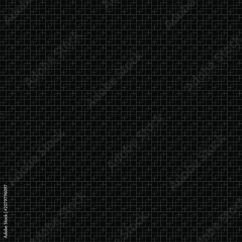 Minimalist black geometric seamless pattern with fine white lines