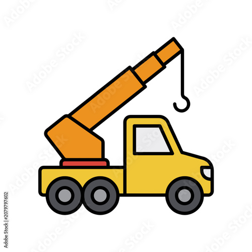 Flat design crane truck vector illustration