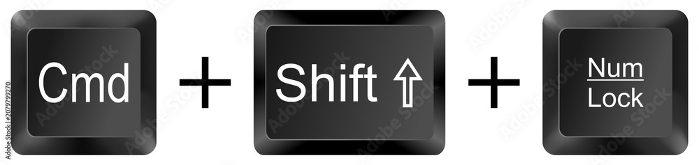Foto command shift num lock computer keyboard shortcut key button 3d icon symbol sign