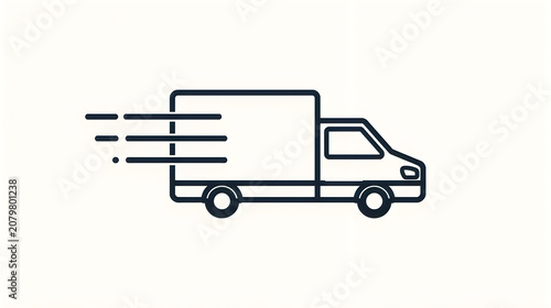 Fast Shipping Truck Icon with Motion Lines