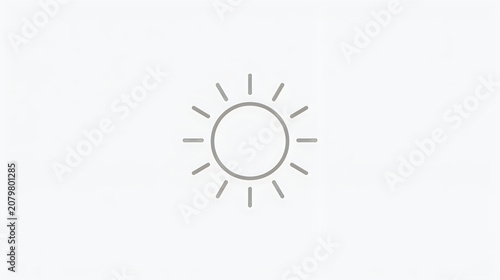 Minimal sun icon with rays, flat vector design