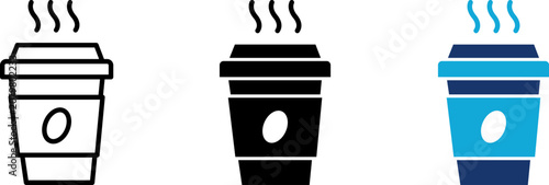 Canvastavla Coffee cup icon set showing professional disposable paper takeaway cup with lid