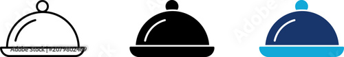 Photos Food cloche icon set showing professional restaurant cloche serving platter with