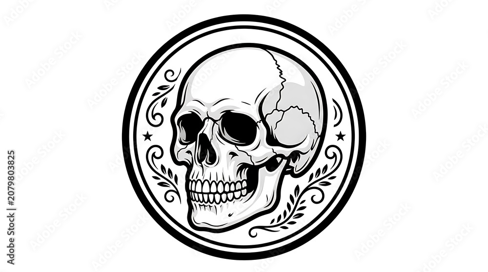 Fototapeta premium Skull with crossbones symbol illustration.