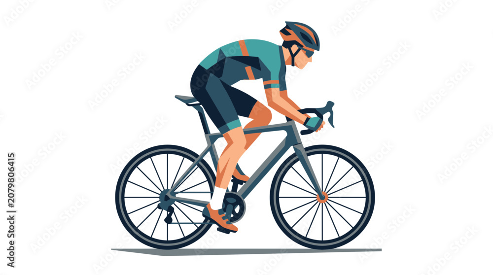 Obraz premium Cyclist Riding Bicycle Flat Design Illustration
