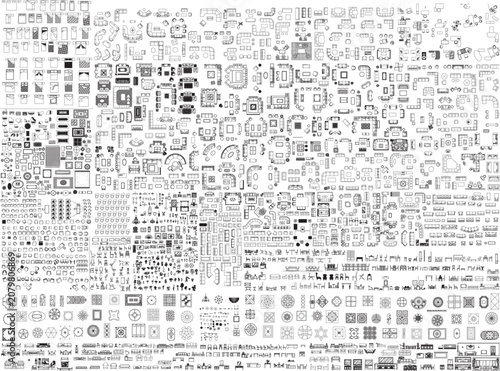 Residential Furniture Vector Collection | 2D Furniture Layout Templates for Floor Plans, Interior Design & Architectural Drawings