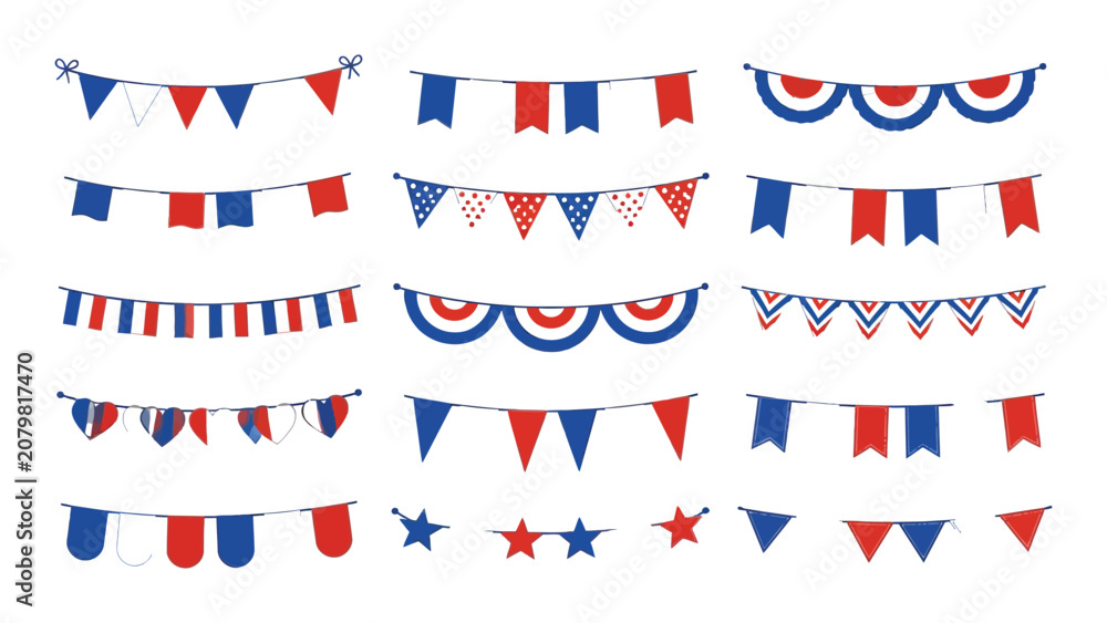Fototapeta premium Creative patriotic bunting flags collection