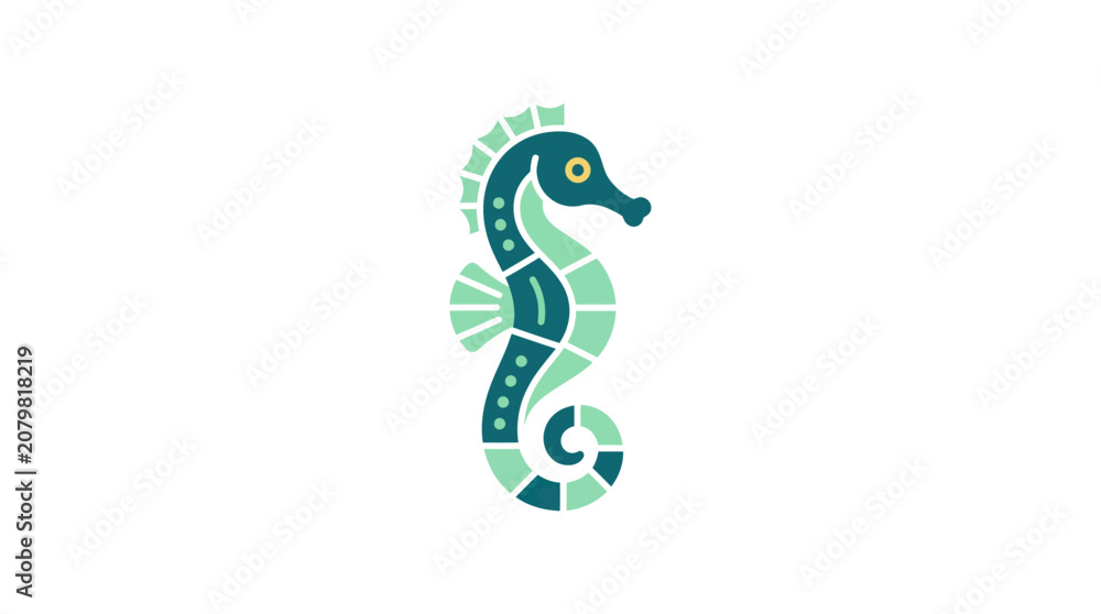 Fototapeta premium Stylized Seahorse Illustration with Geometric Patterns.