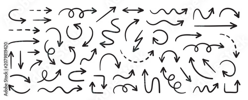 Collection of hand drawn arrows and doodle elements for design and creative presentation