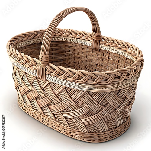 Traditional Woven Wicker Basket For Picnic And Storage Illustration