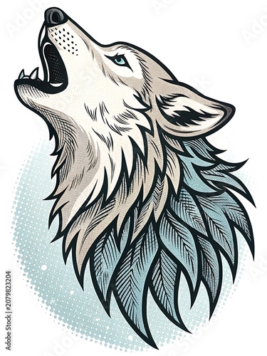 Blue Stylized Wolf Head Profile Illustration For Logo Or Emblem