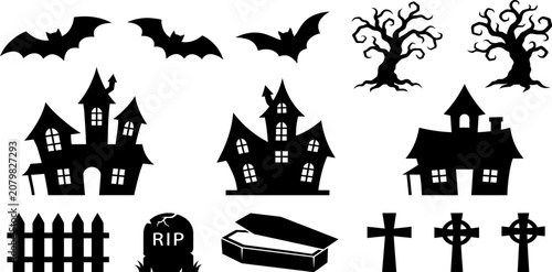 Fotografie Halloween silhouette icons set