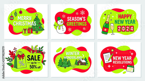 Christmas, New Year, Sale, Winter Wonderland, Season's Greetings Cards