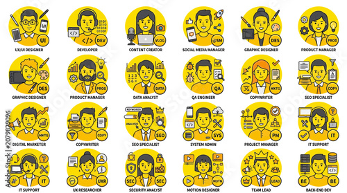 Diverse Digital Professions Collection: Icons and Avatars