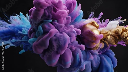 Vibrant Blue and Purple Molecular Cloud Particles Against Dark Space Background