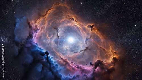 Vibrant Circular Nebula Ring Illuminating the Cosmos with Multicolored Gases