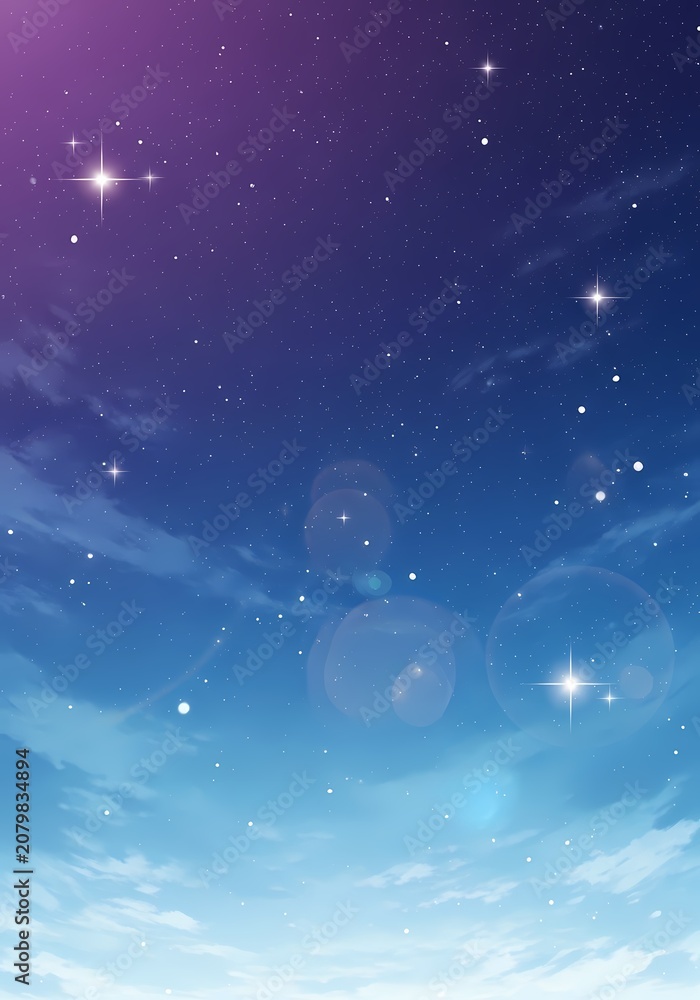 Fototapeta premium Night Sky with Stars and Clouds.