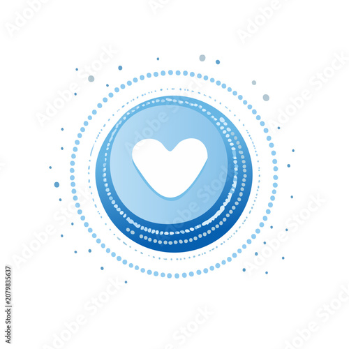 Flat design heart icon with radiating dots