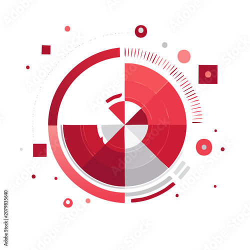 Flat Design Circular Gauge with Radial Elements