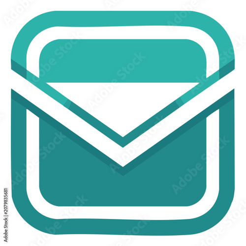 Flat teal email envelope icon