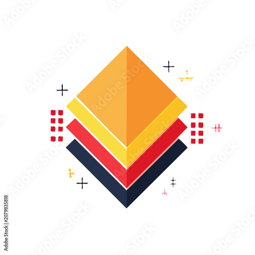 Layered Pyramid Hierarchy Diagram in Flat Design