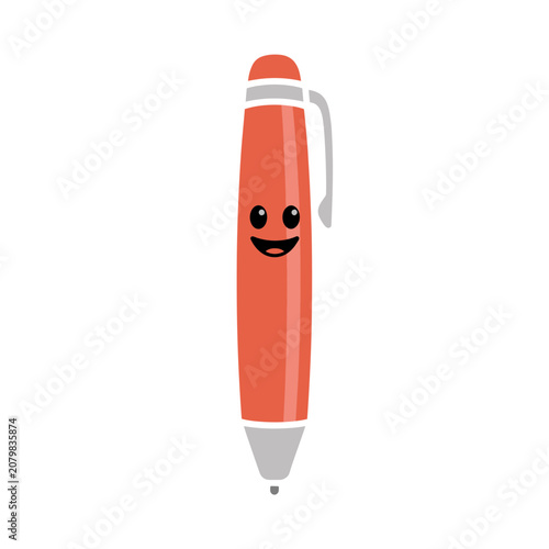 Smiling orange pen vector illustration