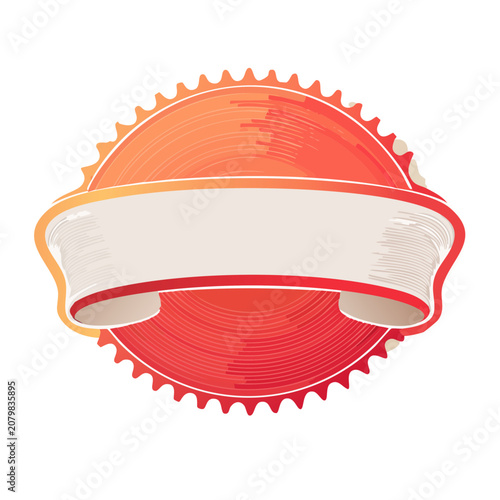 Sun-shaped badge with ribbon illustration