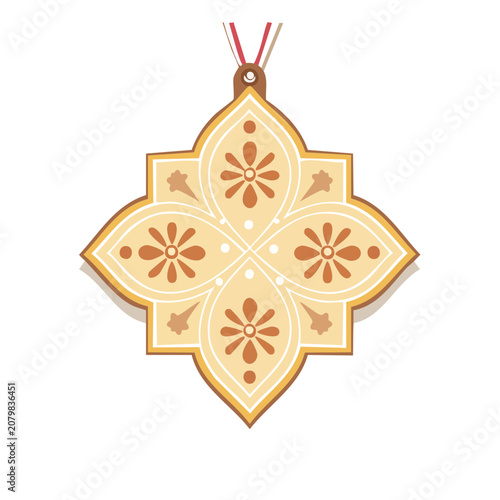 Ornamental Star Pendant with Floral Pattern Vector