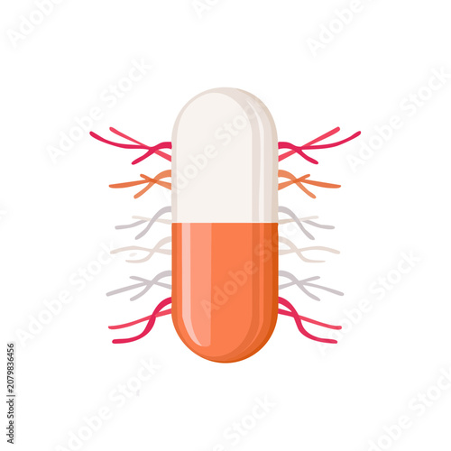 Orange and white capsule with chromosomes illustration