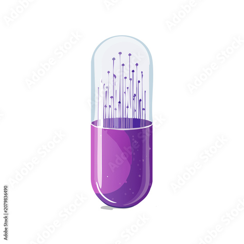 Purple liquid test tube with mold culture illustration