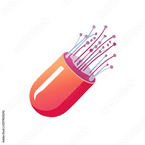 Fiber optic cable with light signals vector illustration